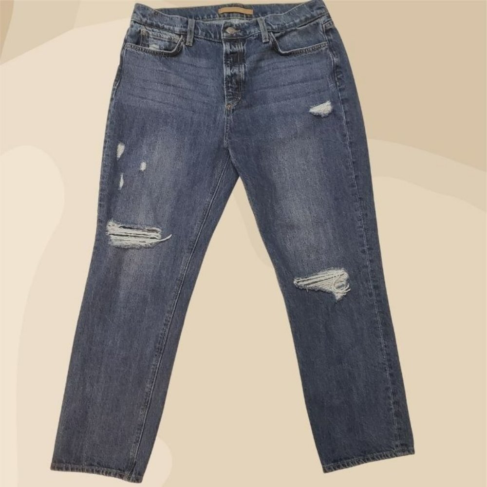 Joe's Jeans The Scout Mid Rise Slim Boyfriend Distressed Button Fly Jeans Sz 31